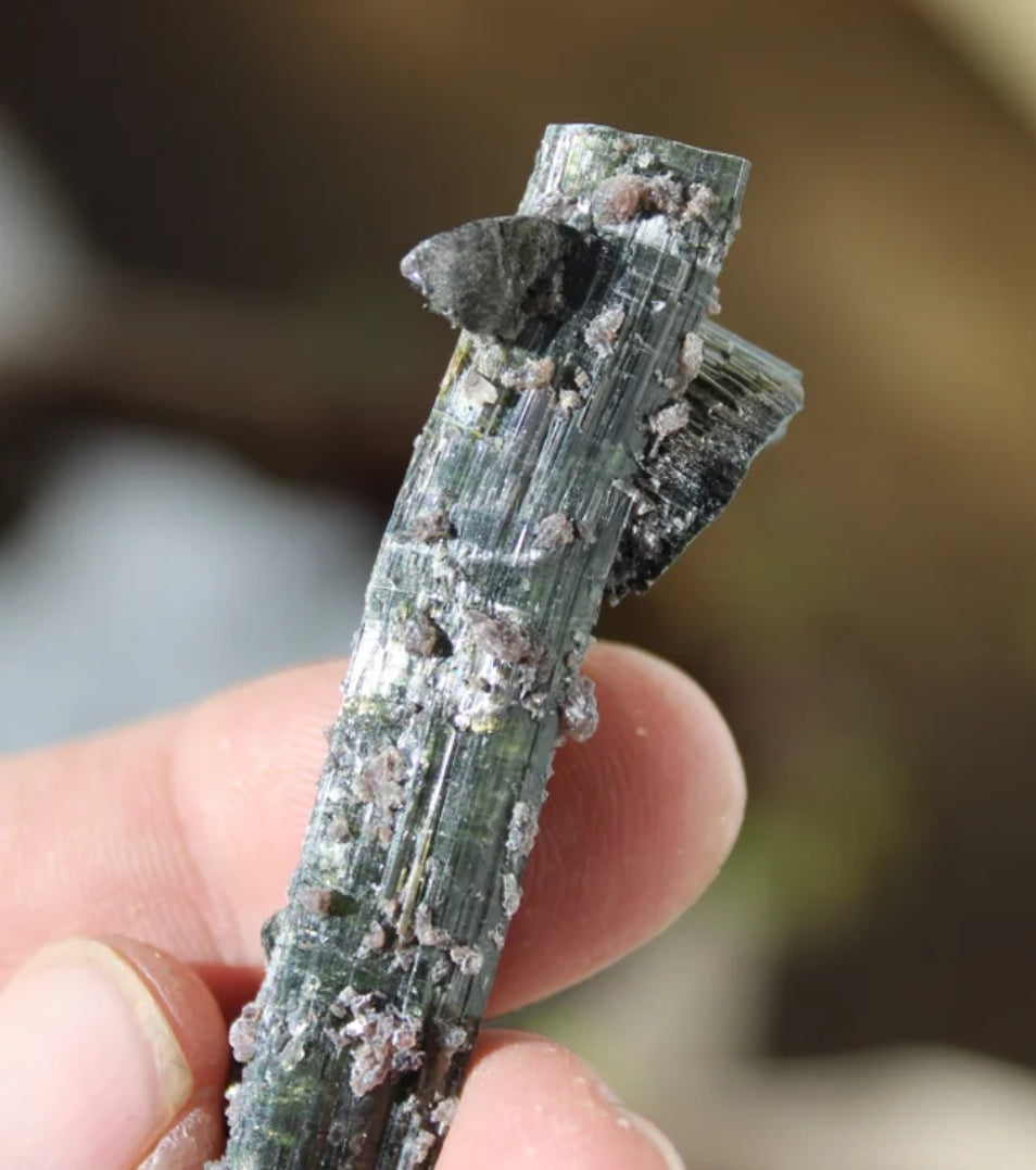 Green Tourmaline with Lepidolite