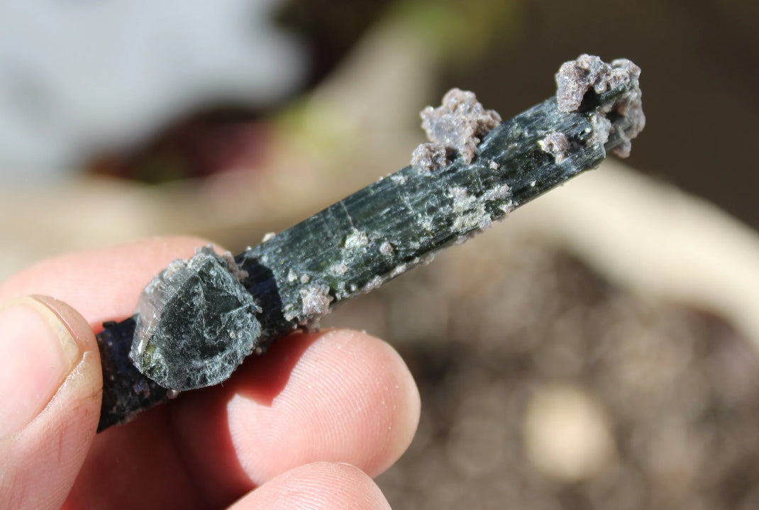 Green Tourmaline with Lepidolite