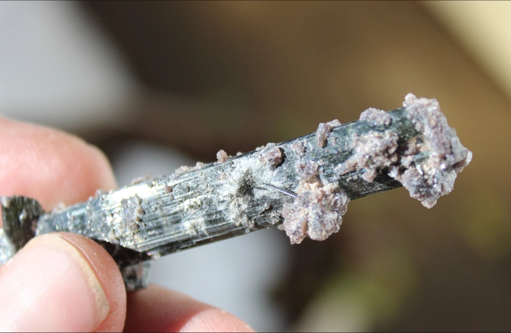 Green Tourmaline with Lepidolite