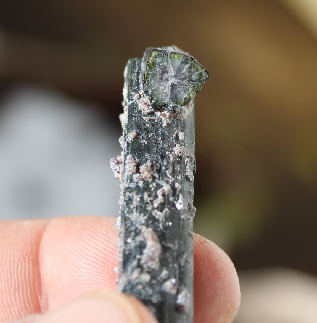 Green Tourmaline with Lepidolite