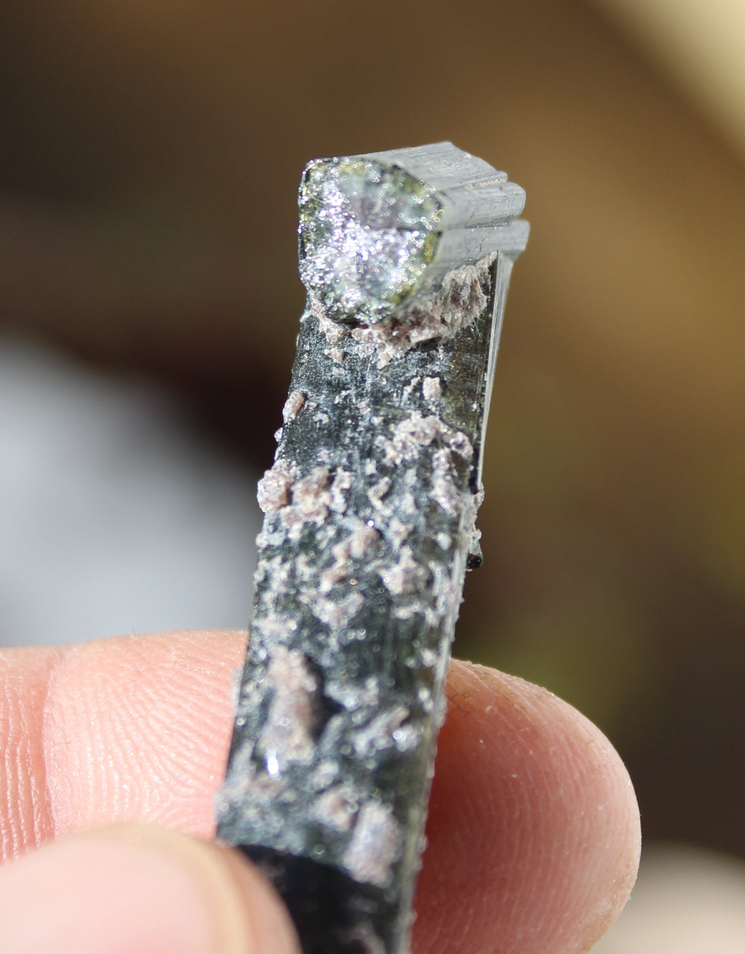 Green Tourmaline with Lepidolite