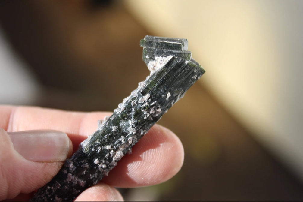 Green Tourmaline with Lepidolite