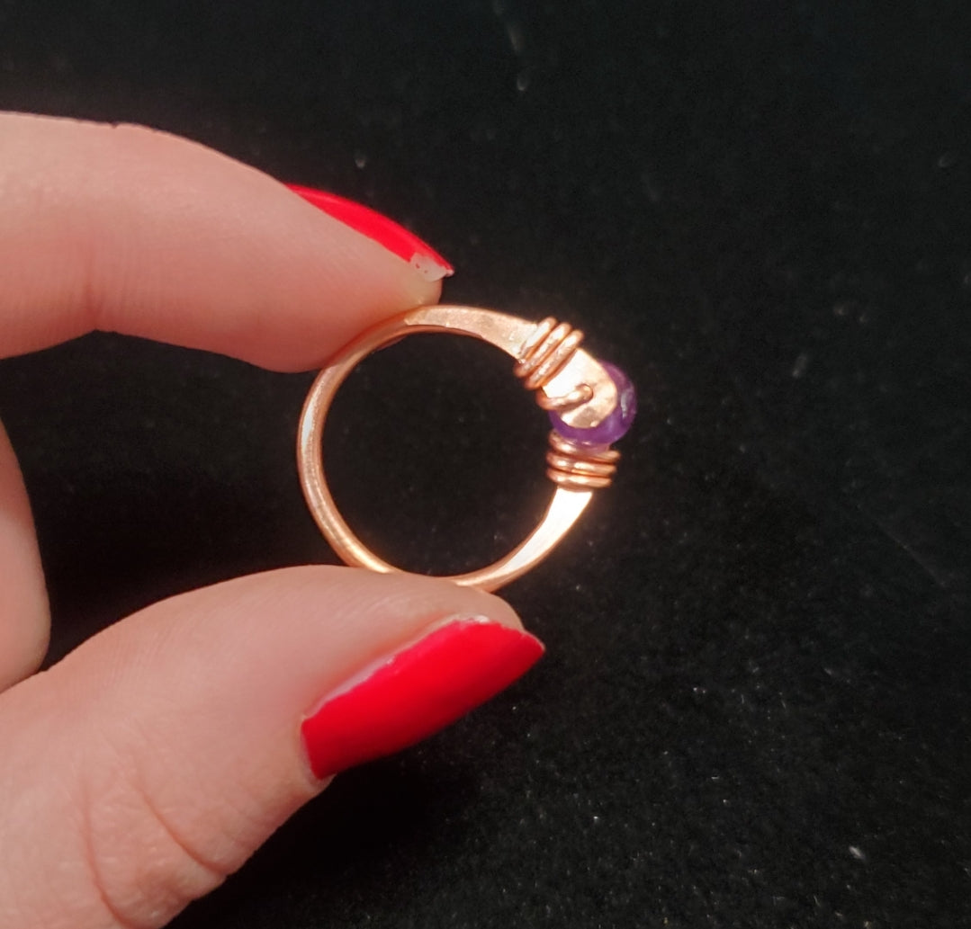 Handmade Amethyst Copper Ring