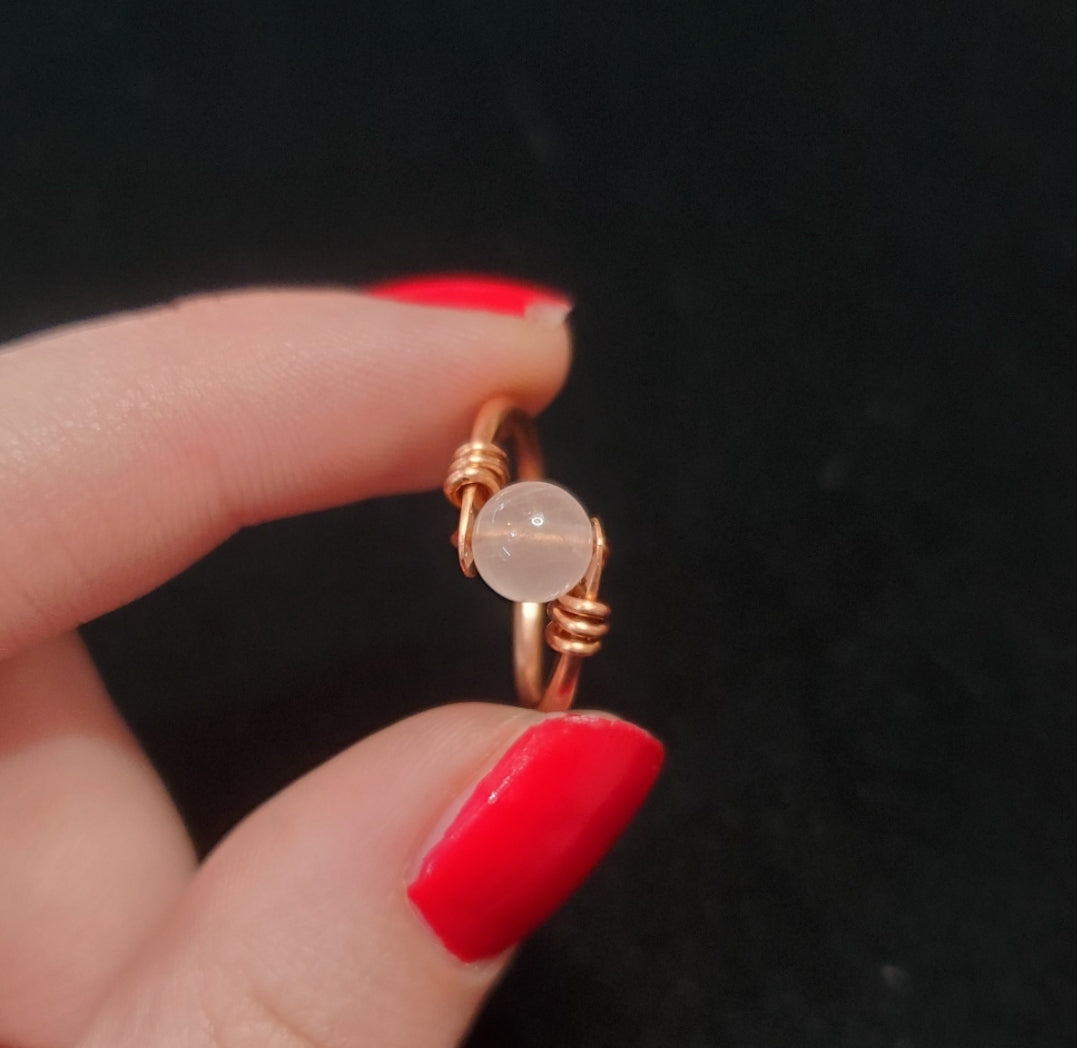 Handmade Rose Quartz Copper Ring