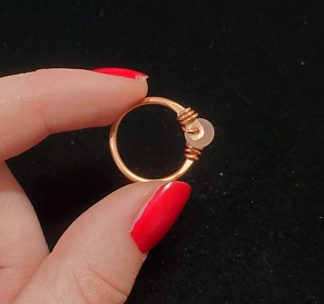 Handmade Rose Quartz Copper Ring