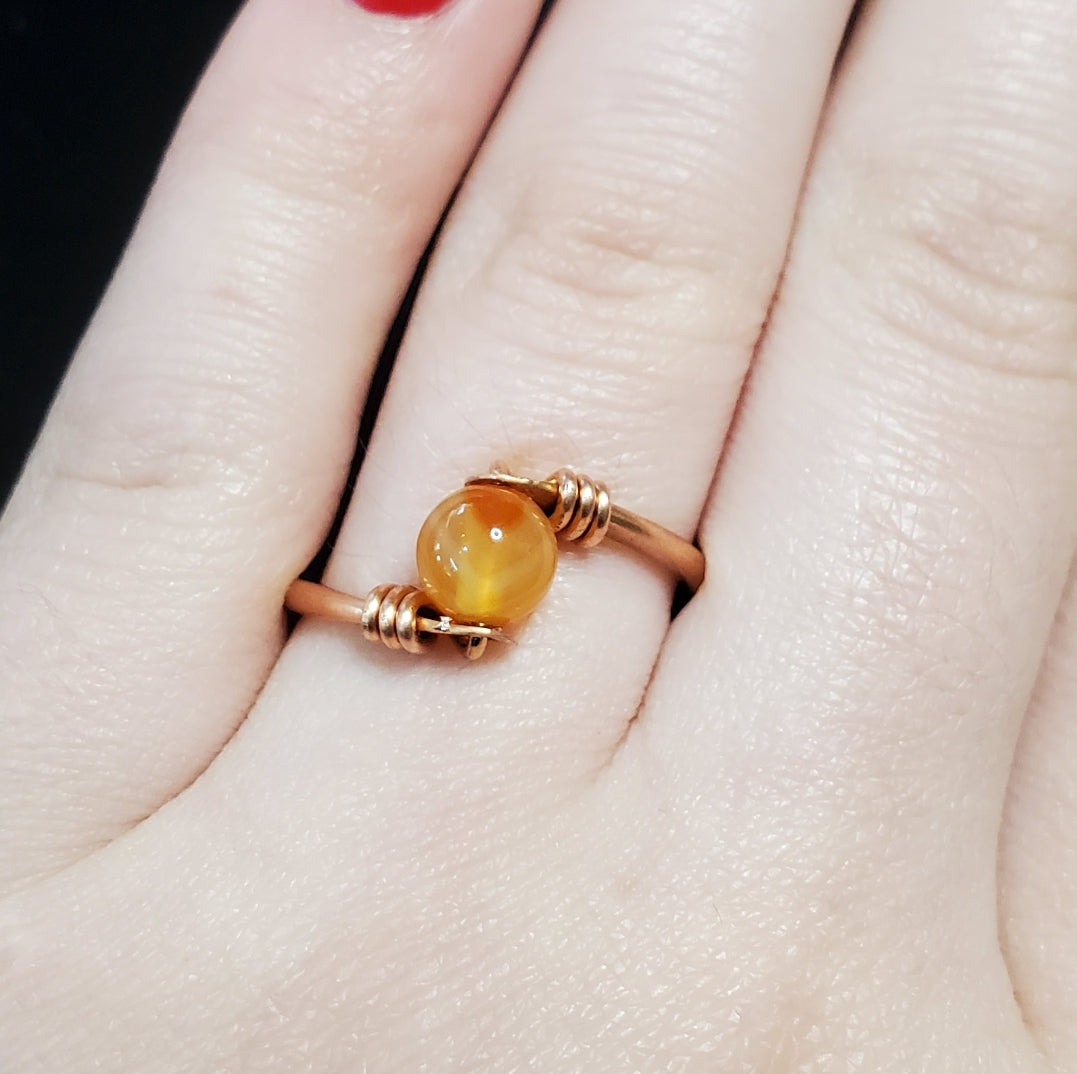 Handmade Carnelian Copper Ring