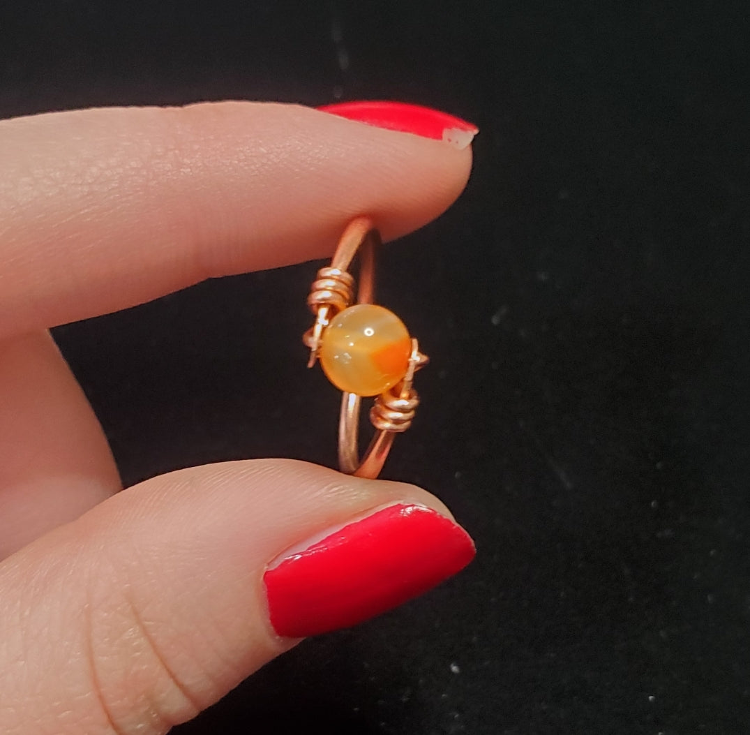 Handmade Carnelian Copper Ring