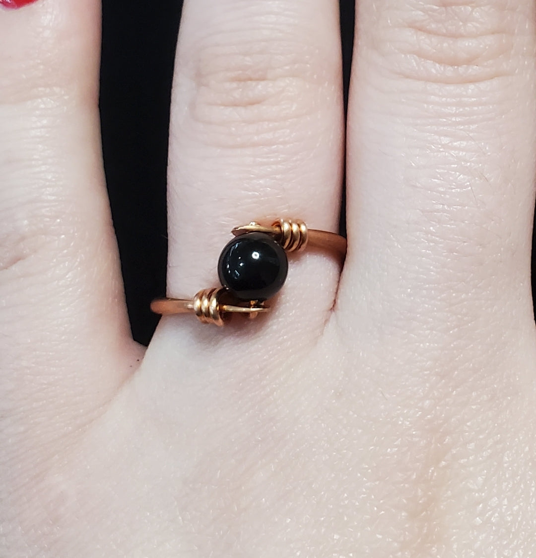 Handmade Black Tourmaline Copper Ring