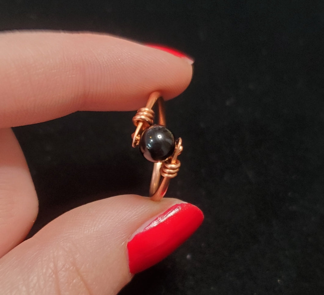 Handmade Black Tourmaline Copper Ring