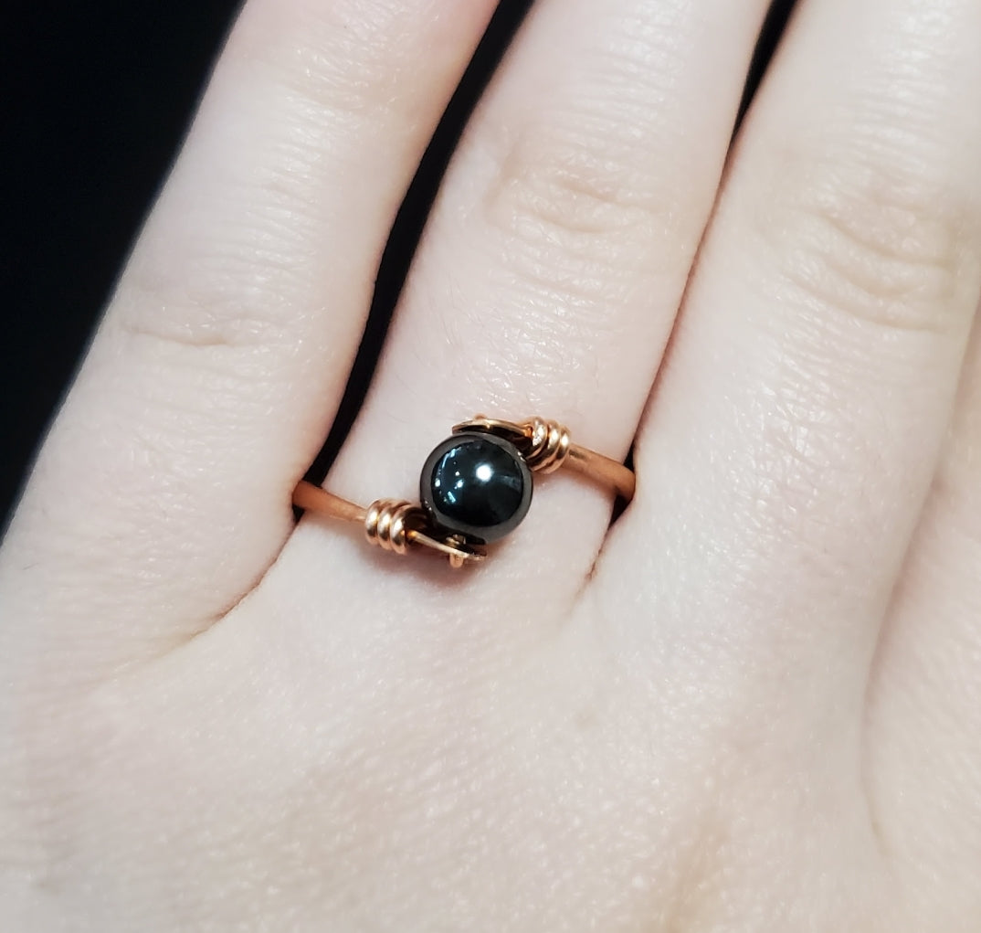 Handmade Hematite Copper Ring