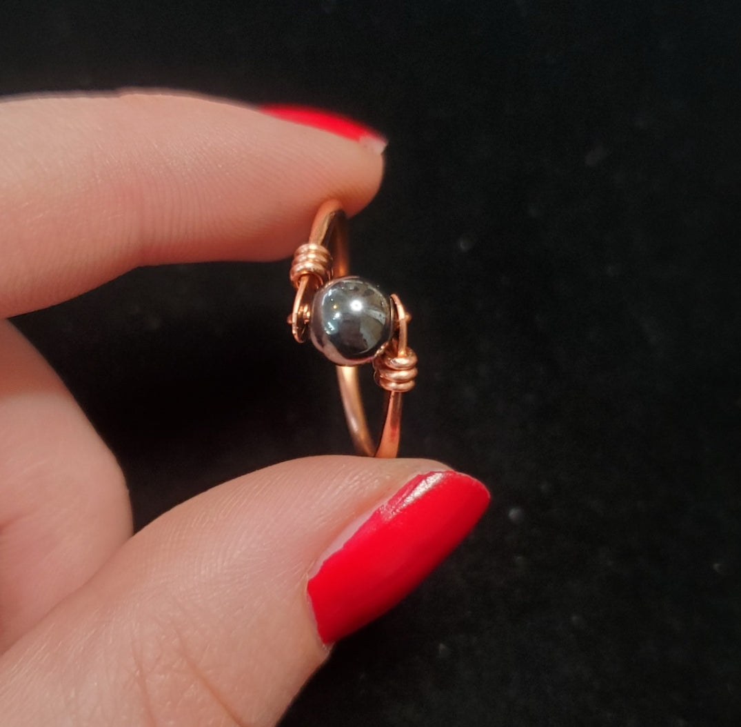 Handmade Hematite Copper Ring