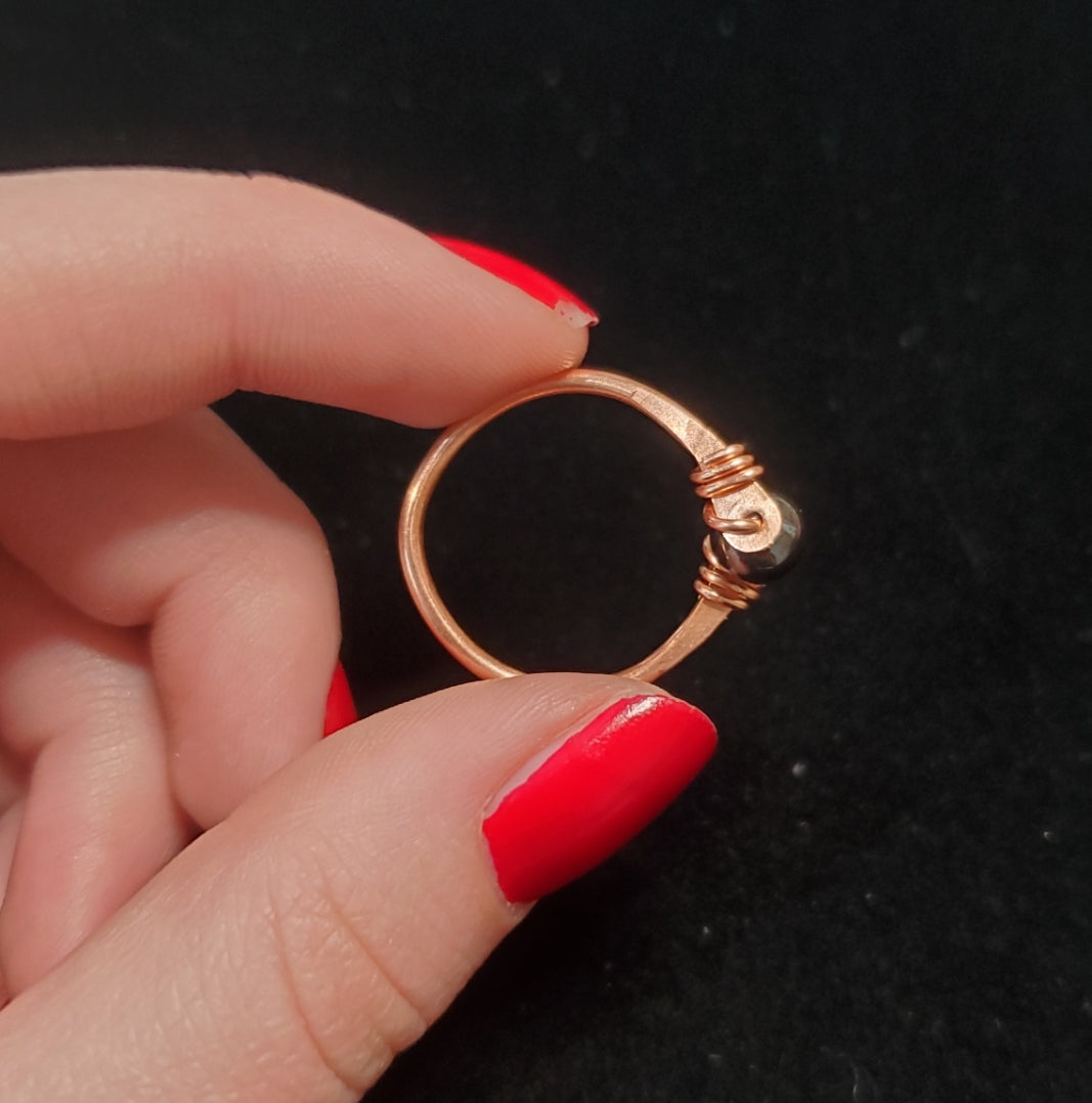 Handmade Hematite Copper Ring