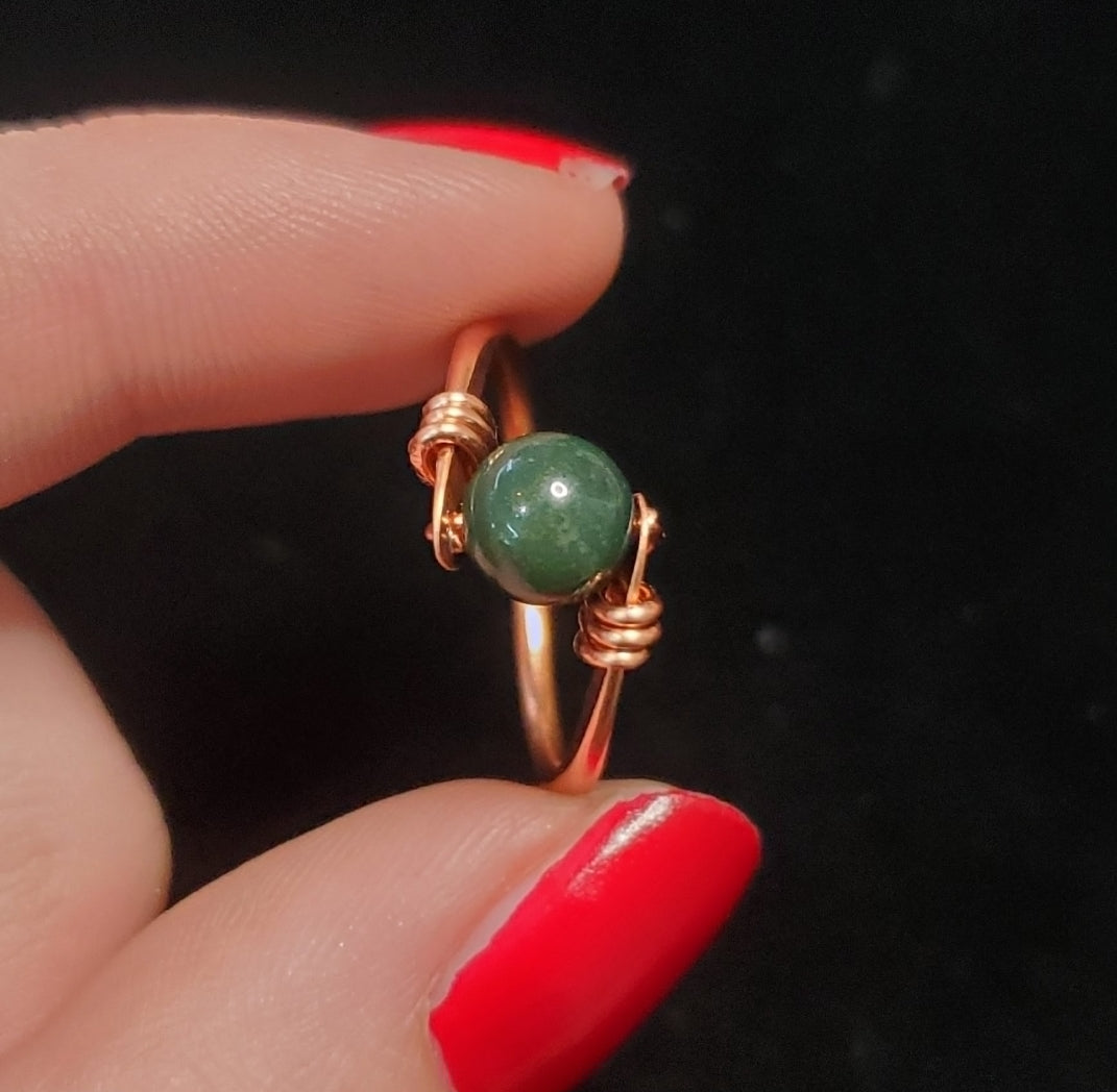 Handmade Bloodstone Copper Ring