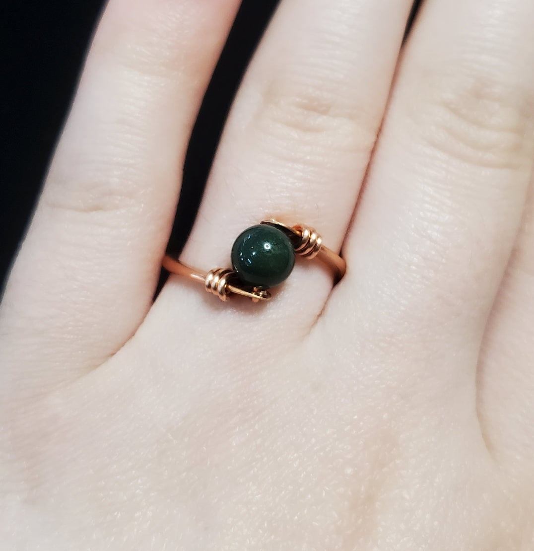 Handmade Bloodstone Copper Ring