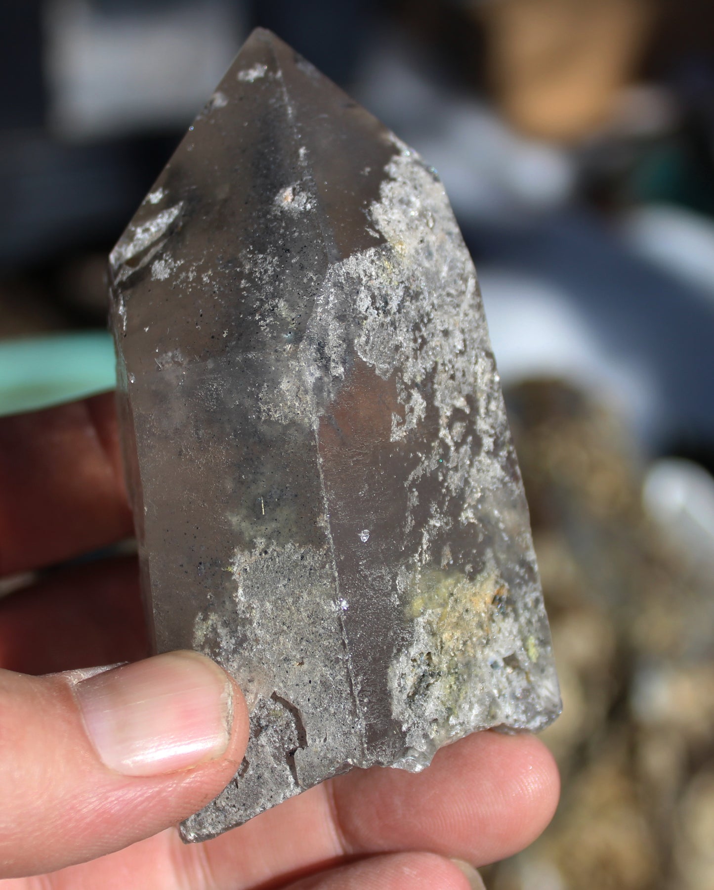 Lodolite Smoky Quartz Crystal with Chlorite