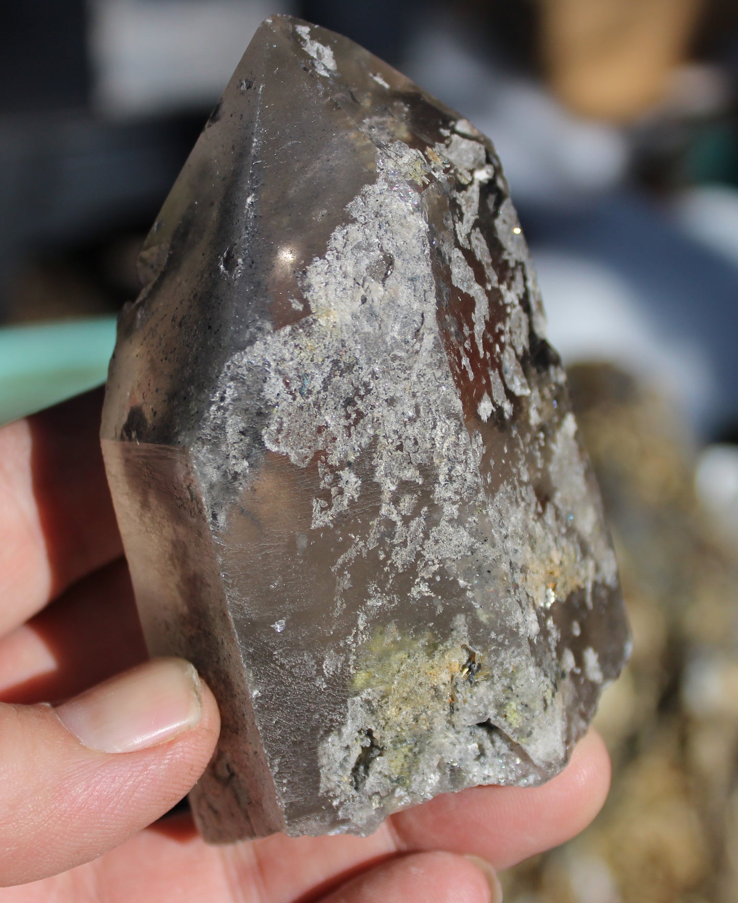 Lodolite Smoky Quartz Crystal with Chlorite
