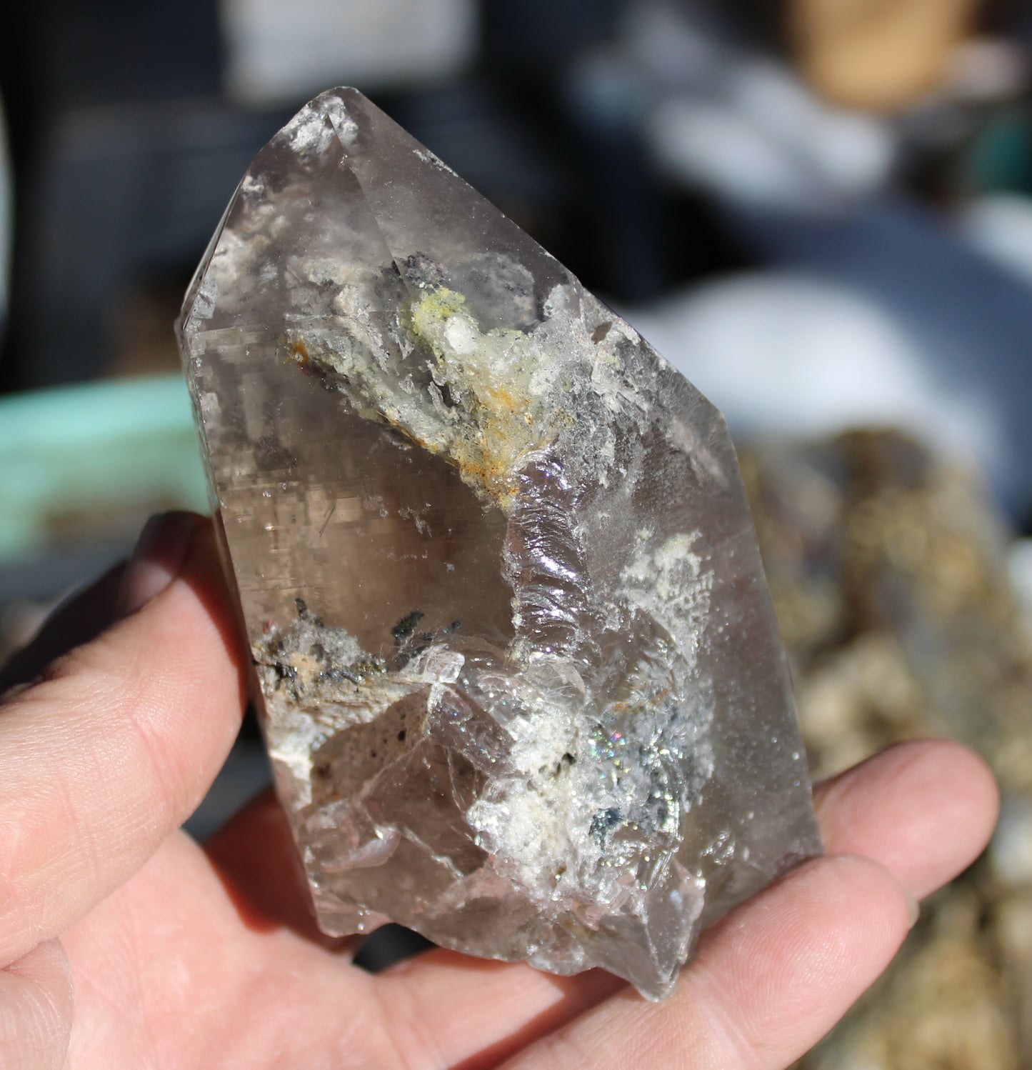 Lodolite Smoky Quartz Crystal with Chlorite