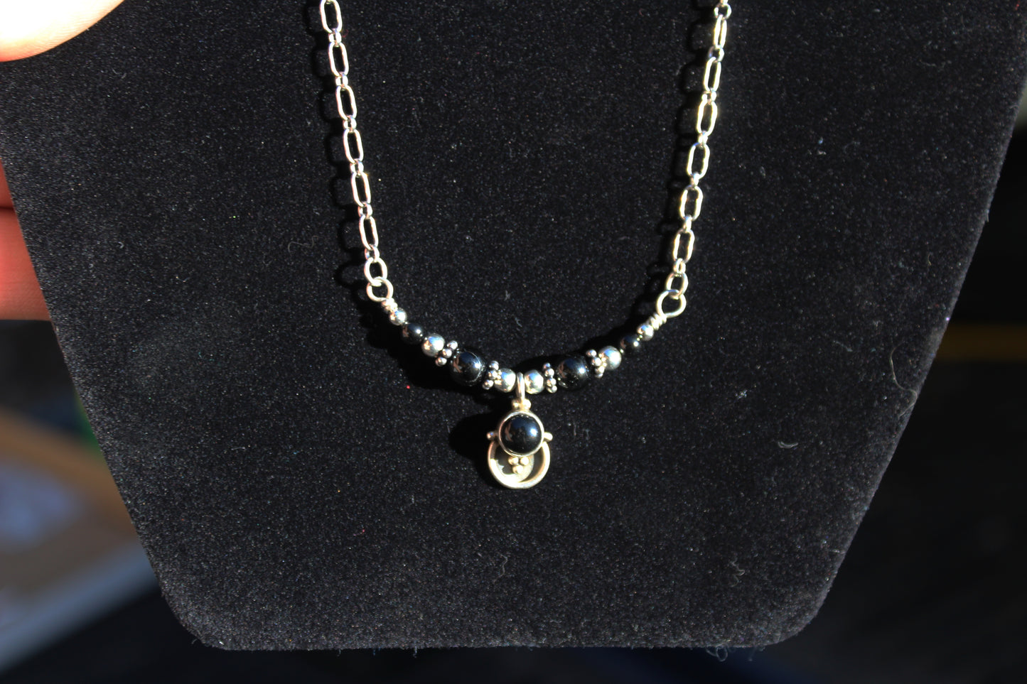 Sterling Silver Black Obsidian Necklace