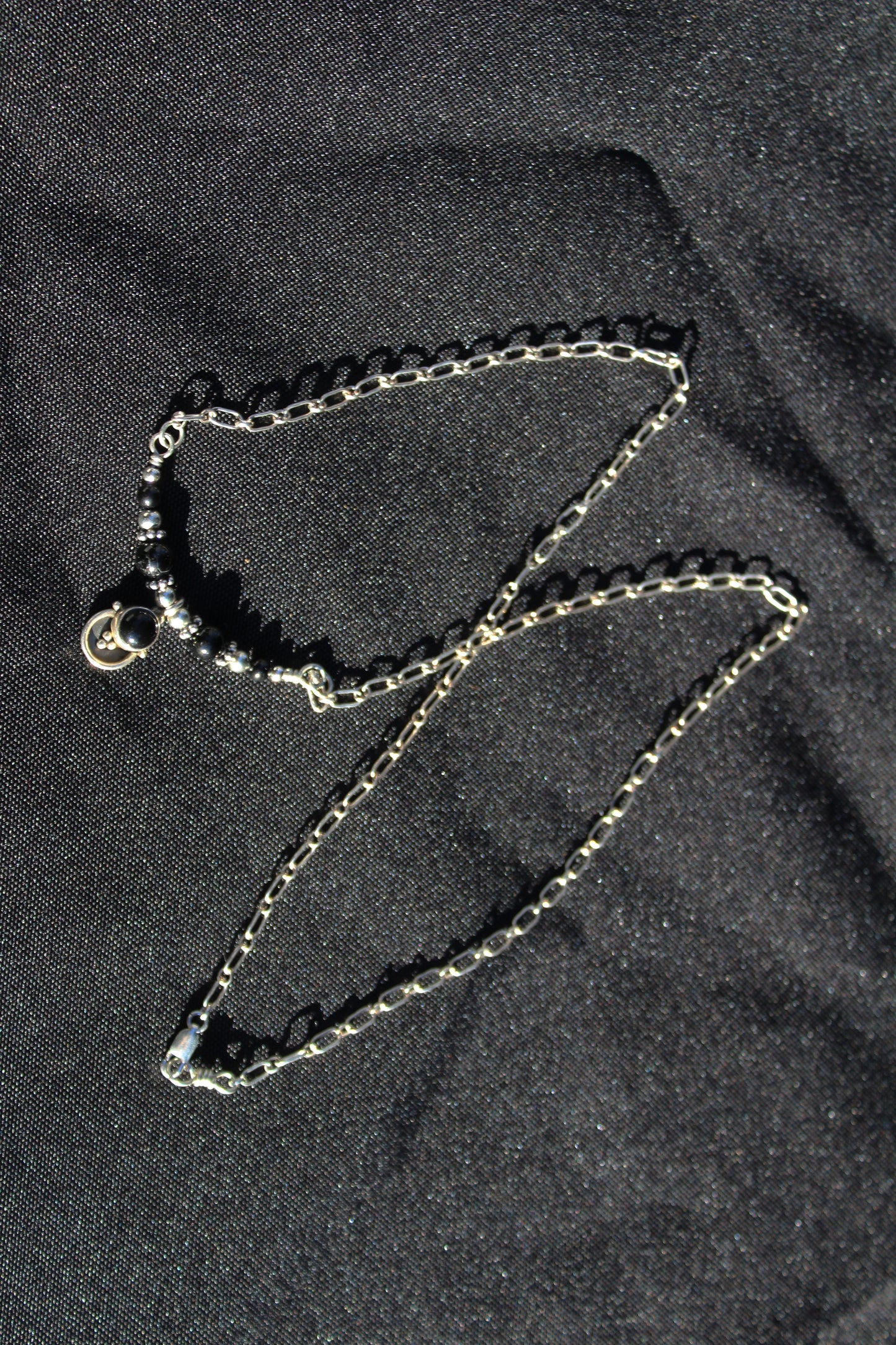Sterling Silver Black Obsidian Necklace