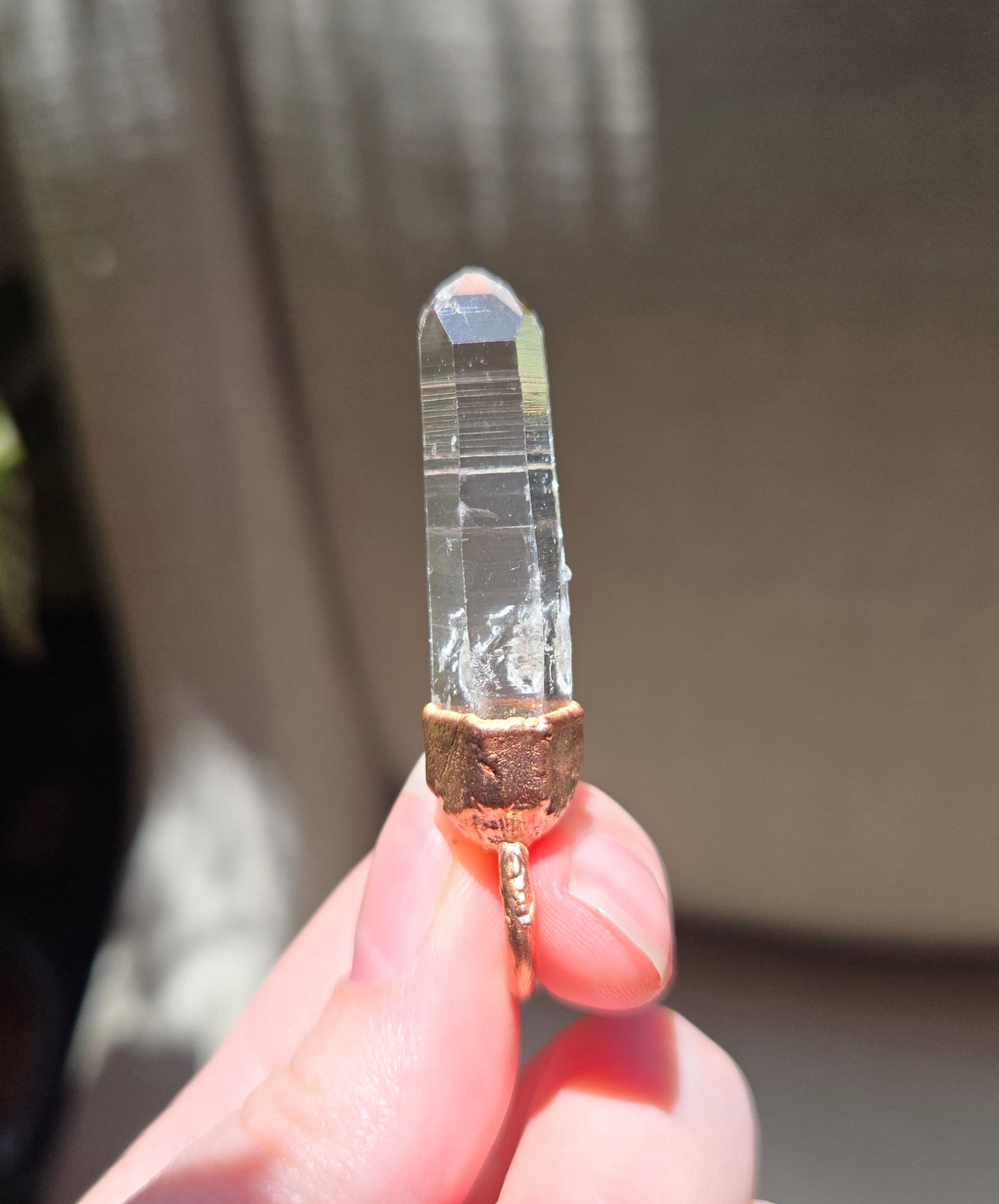 Copper Electroform and Colombian Quartz Pendant