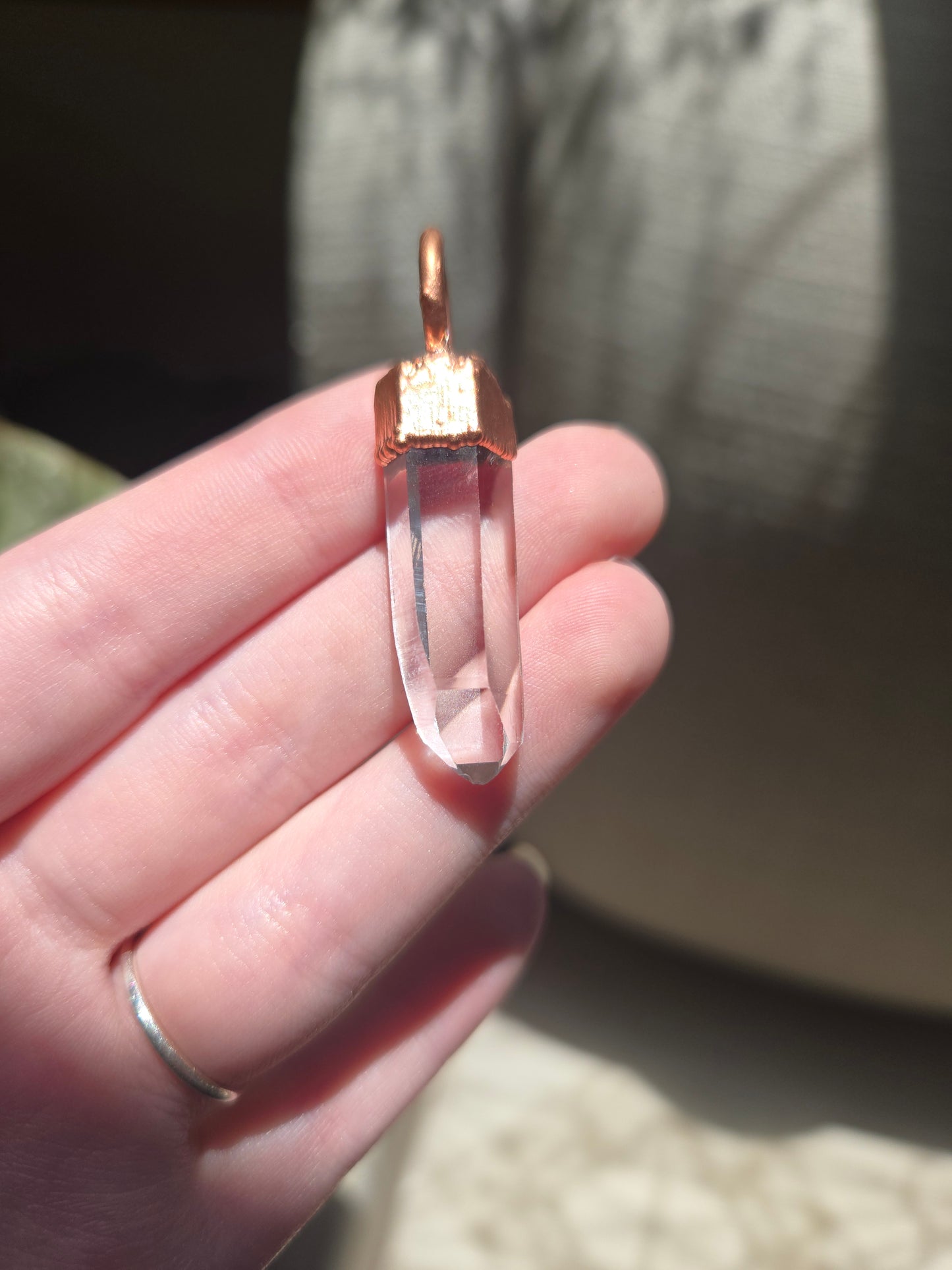 Copper Electroform and Colombian Quartz Pendant
