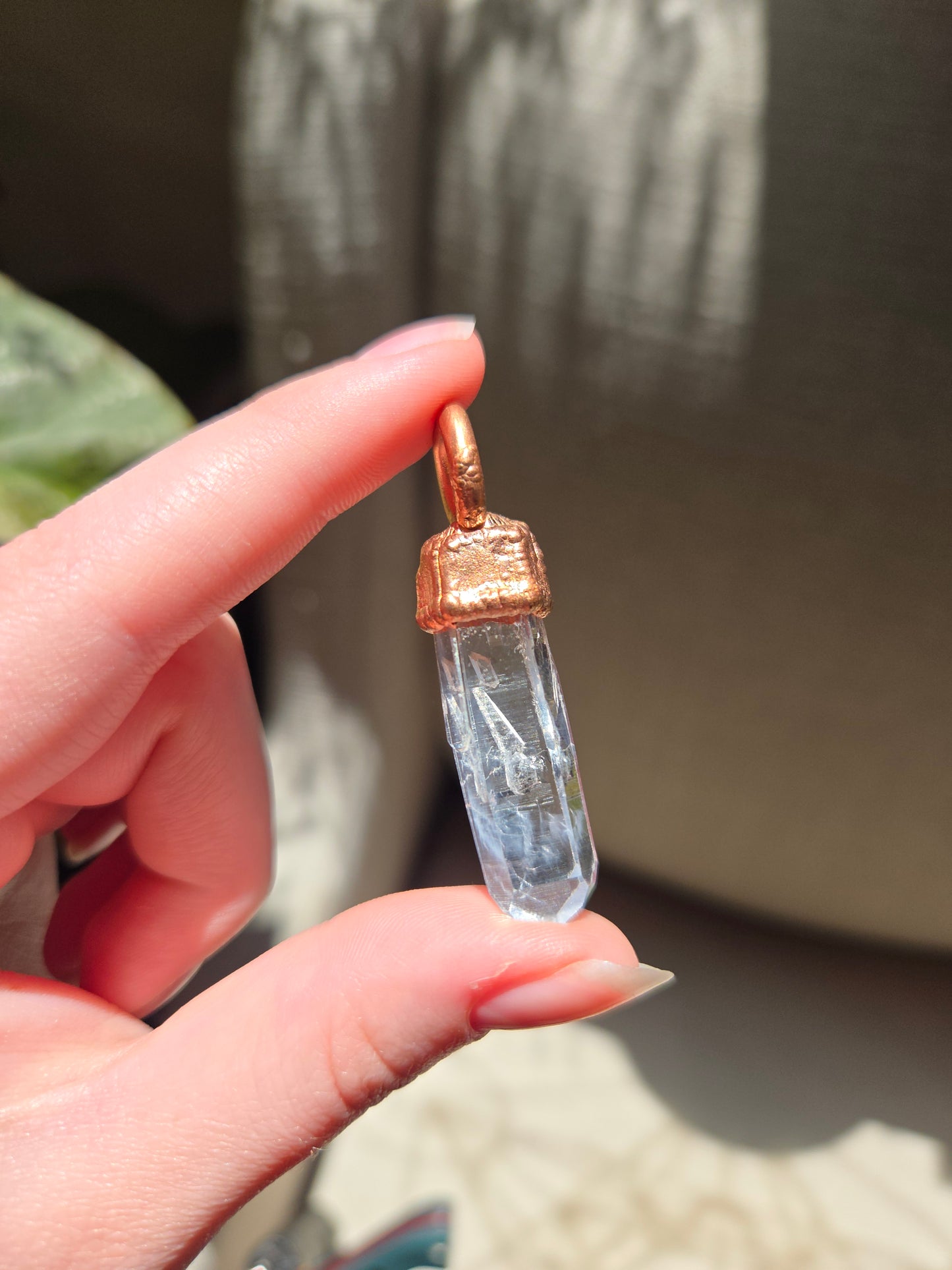 Copper Electroform and Colombian Quartz Pendant
