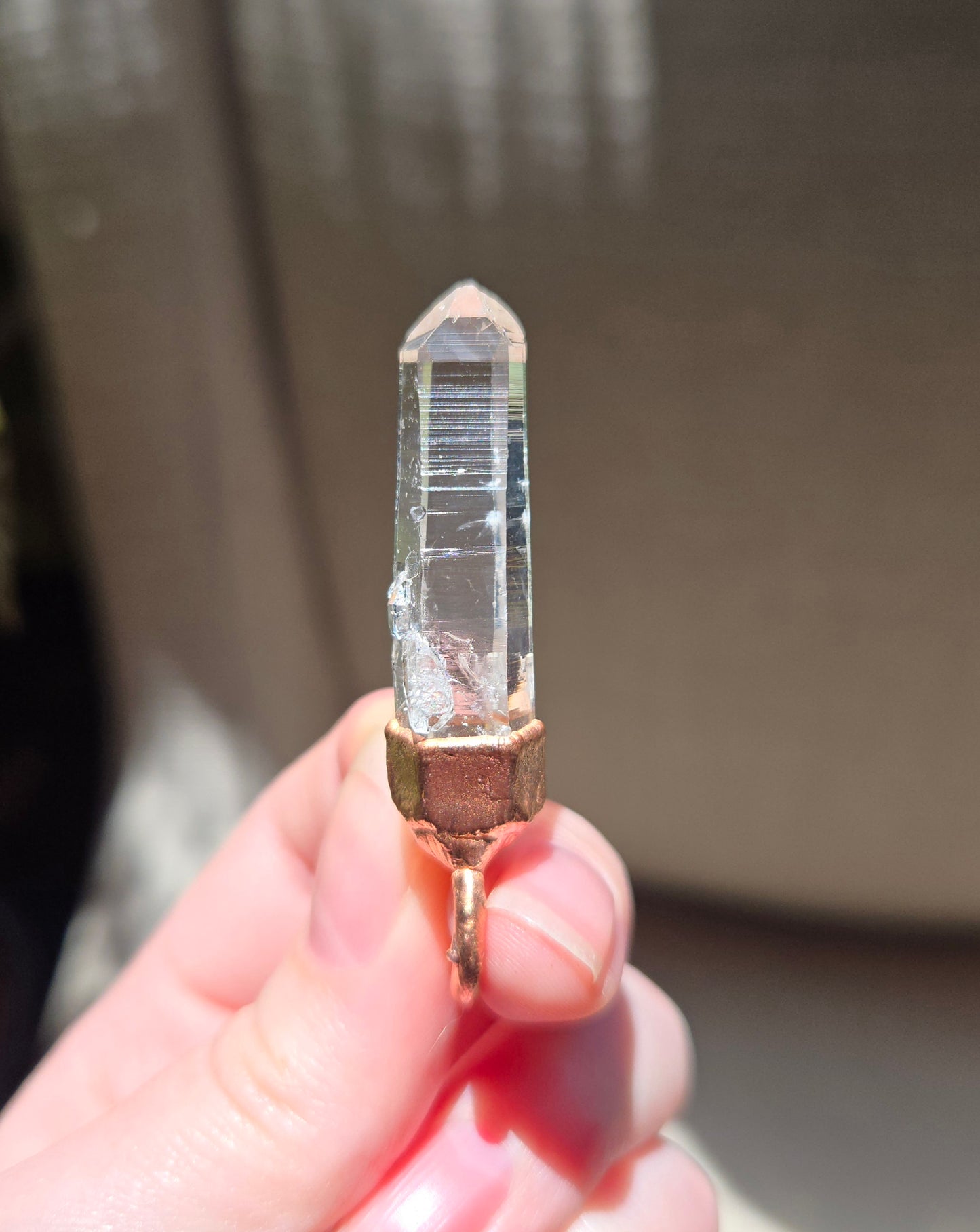 Copper Electroform and Colombian Quartz Pendant