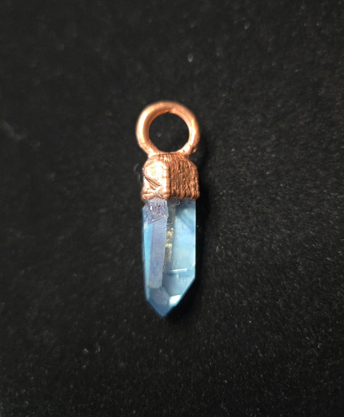 Copper Electroform and Aqua Aura Quartz Pendant
