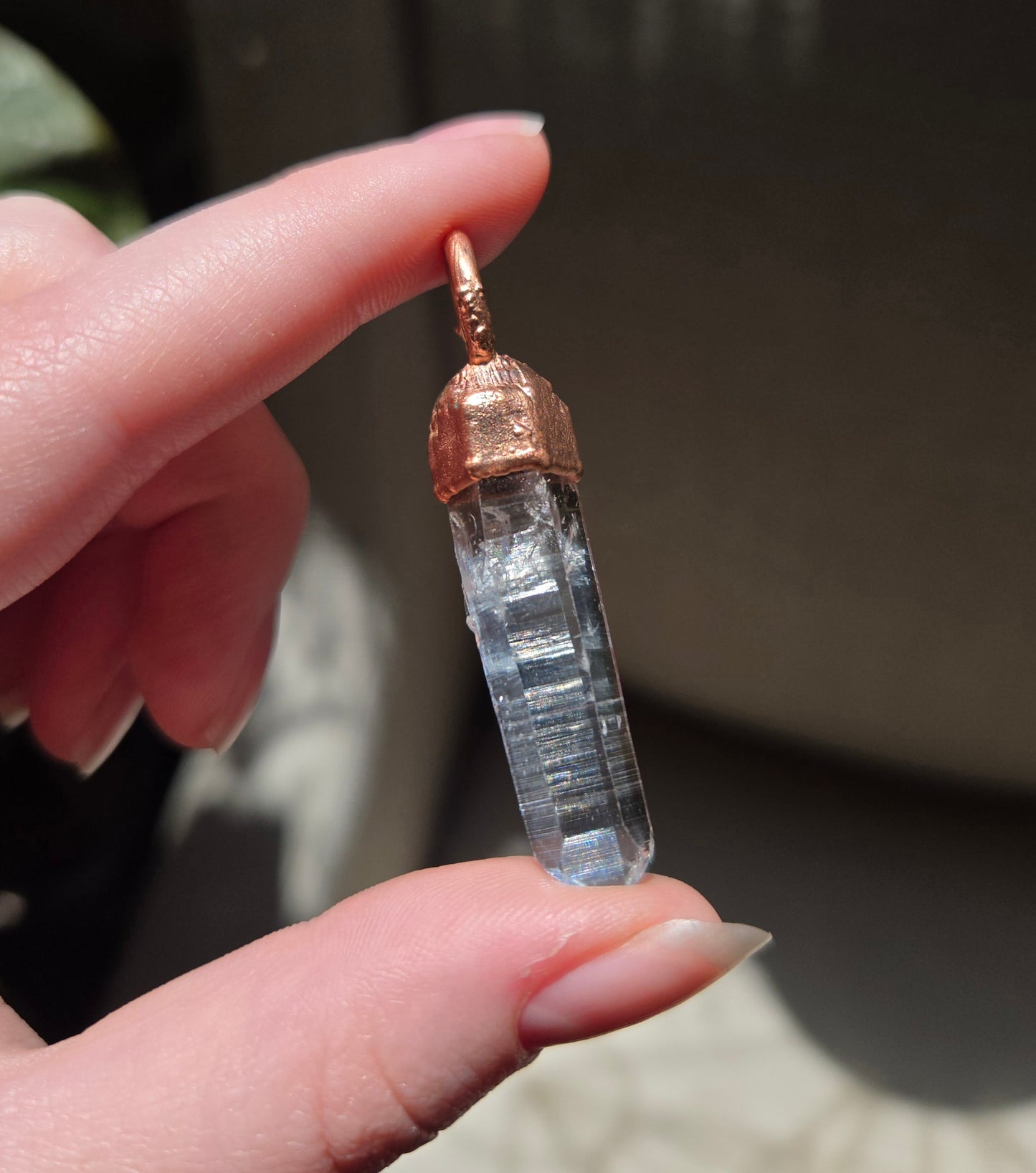 Copper Electroform and Colombian Quartz Pendant