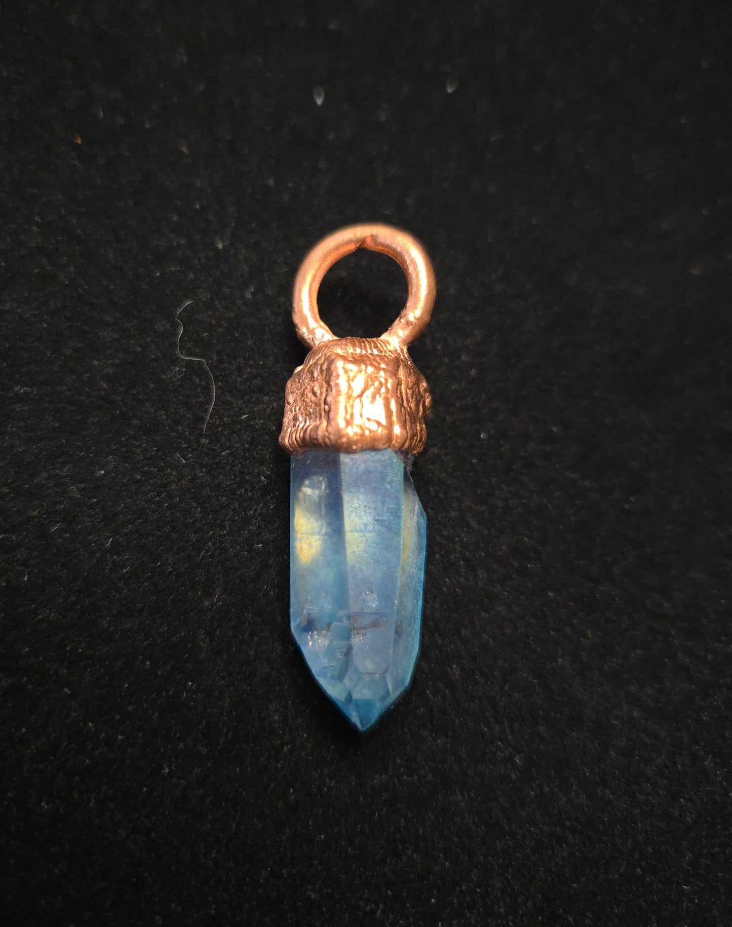 Copper Electroform and Aqua Aura Quartz Pendant