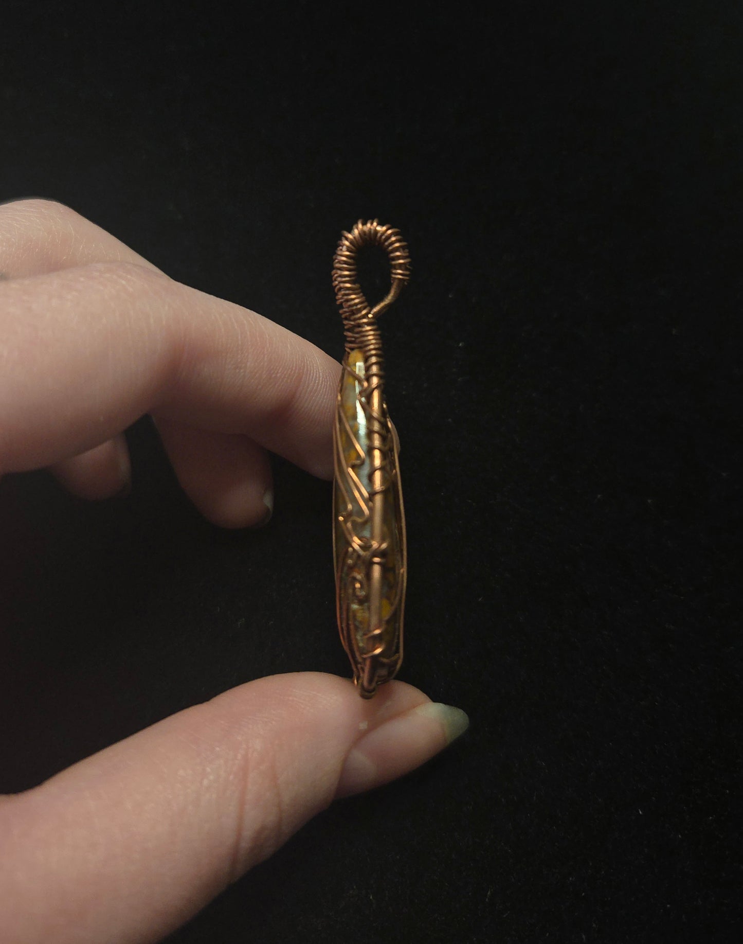 Brecciated Golden Jasper Wire Wrap Pendant