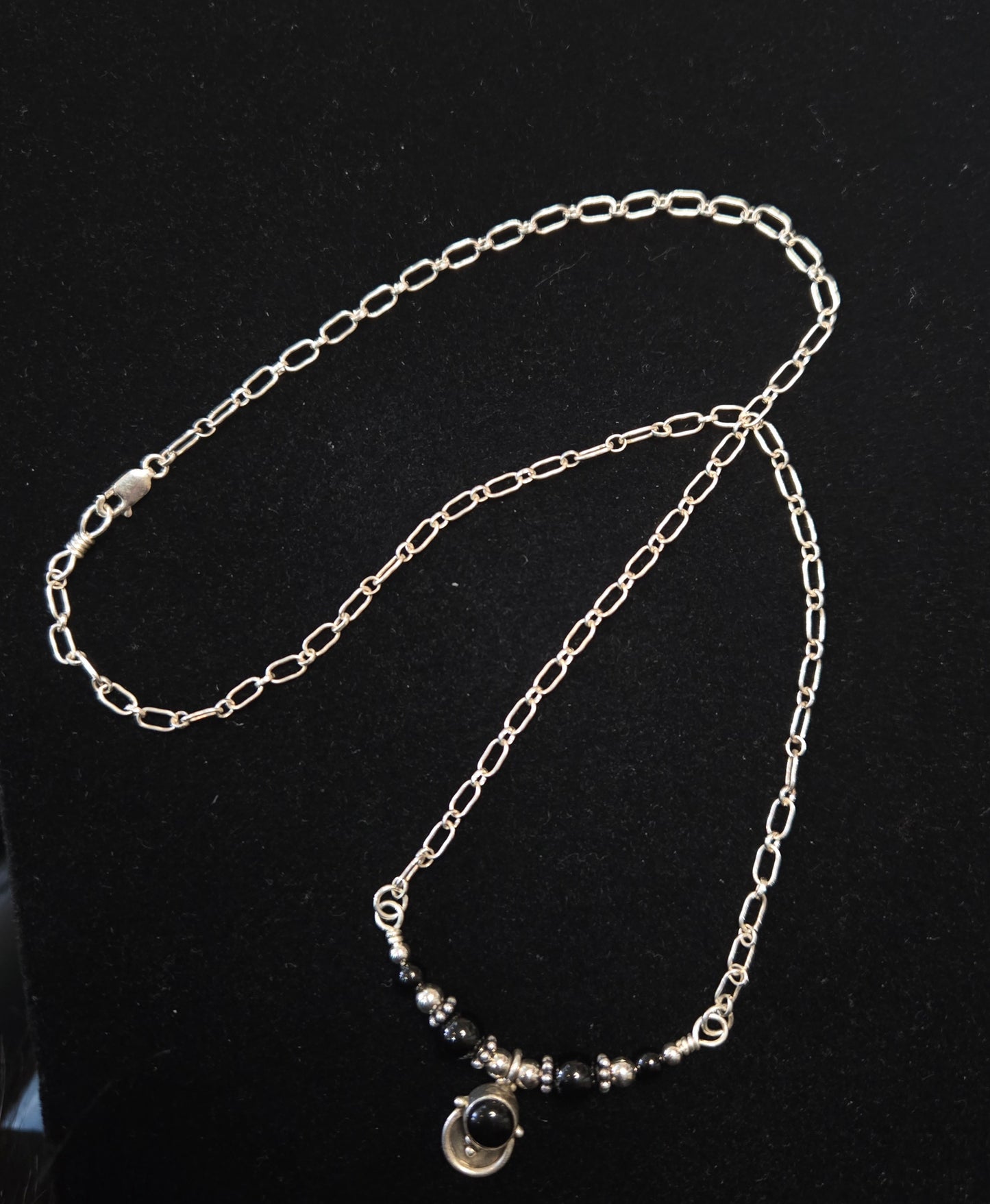 Sterling Silver Black Obsidian Necklace