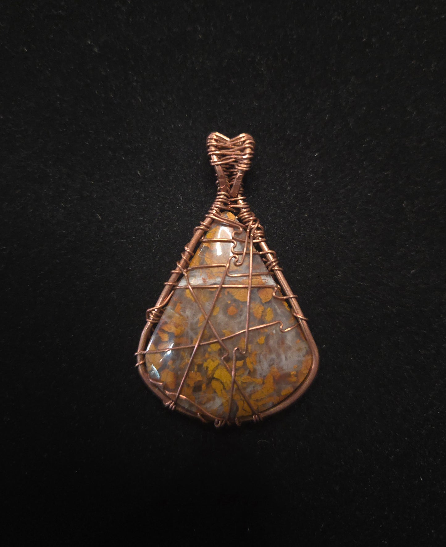 Brecciated Golden Jasper Wire Wrap Pendant