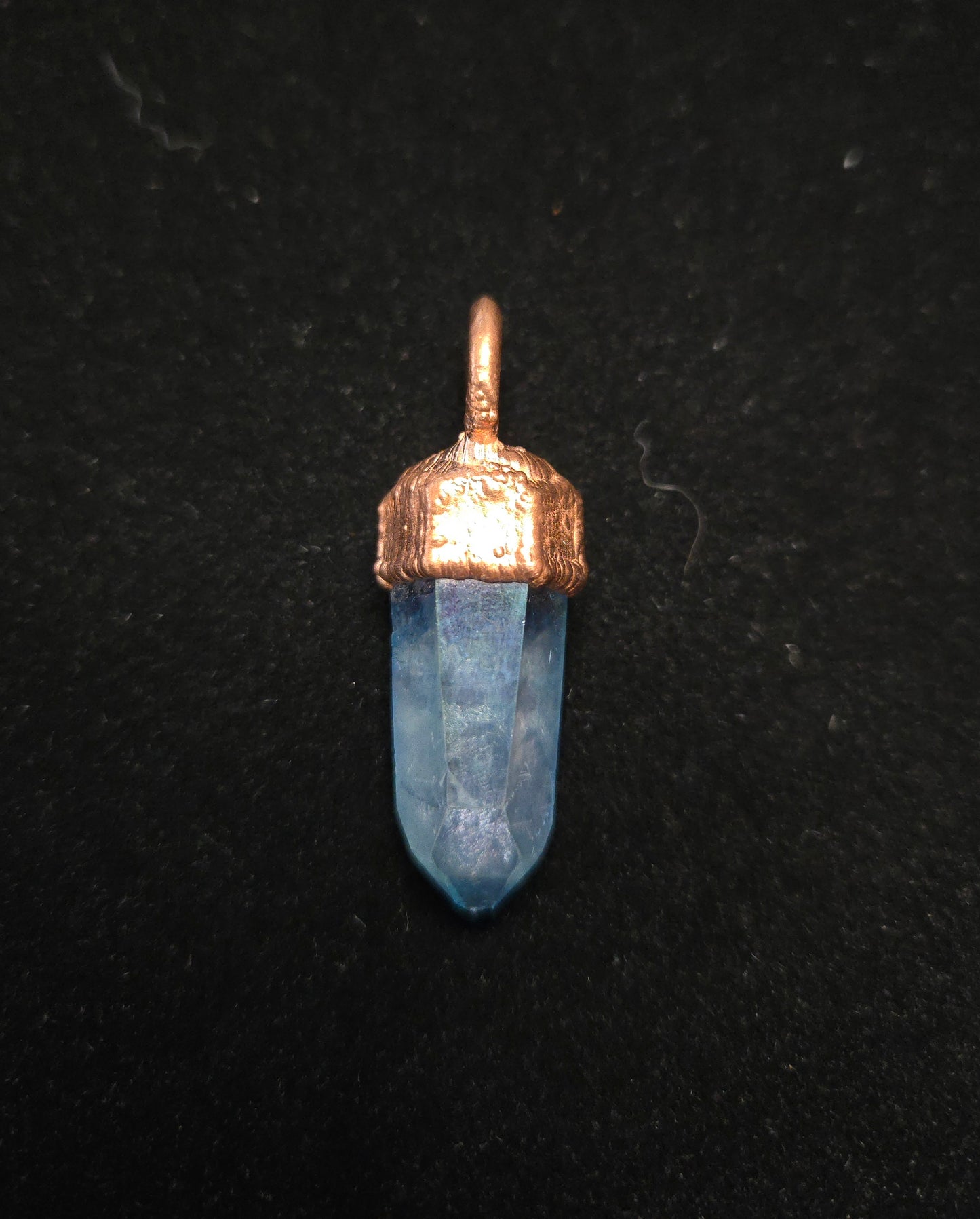 Copper Electroform and Aqua Aura Quartz Pendant