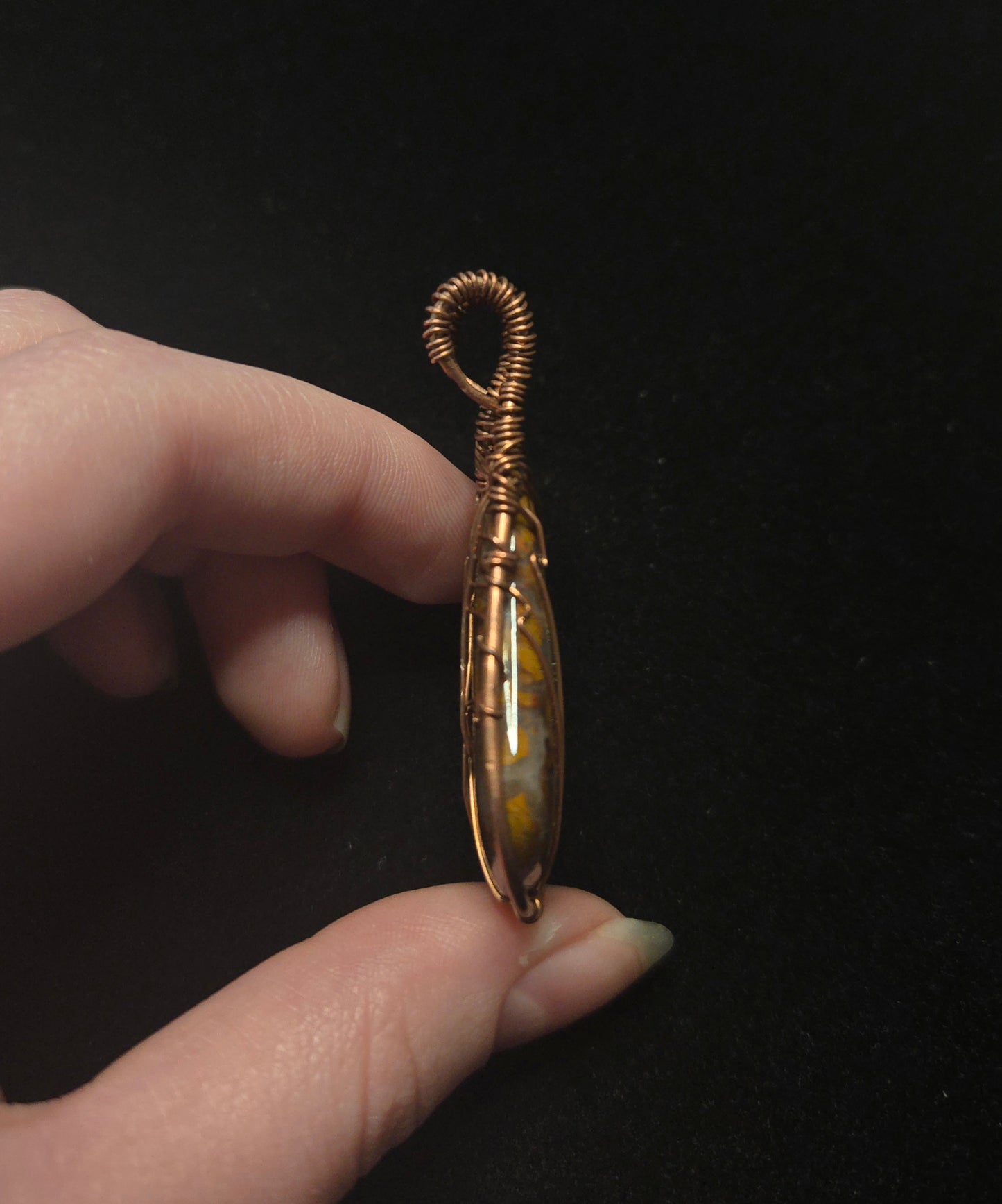 Brecciated Golden Jasper Wire Wrap Pendant