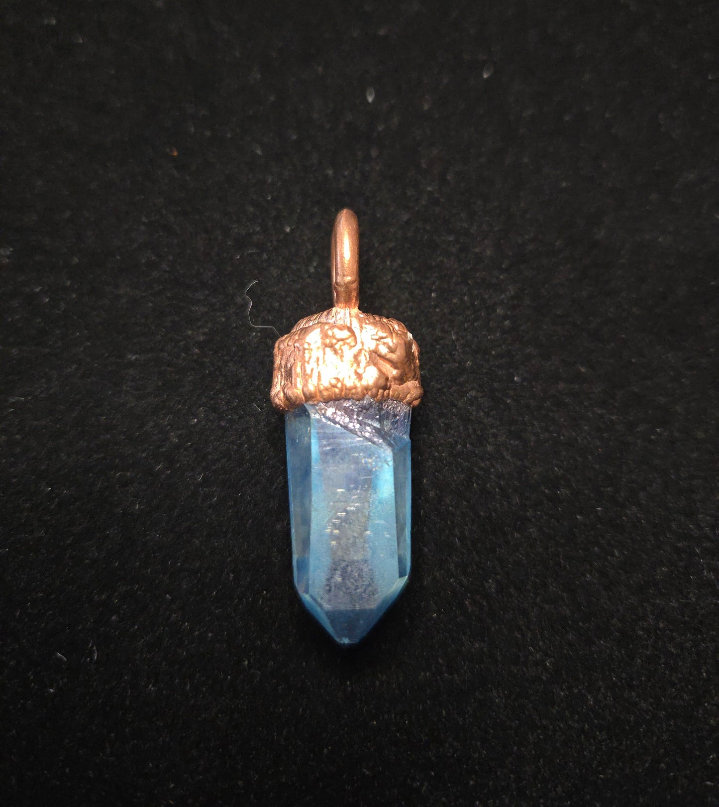 Copper Electroform and Aqua Aura Quartz Pendant