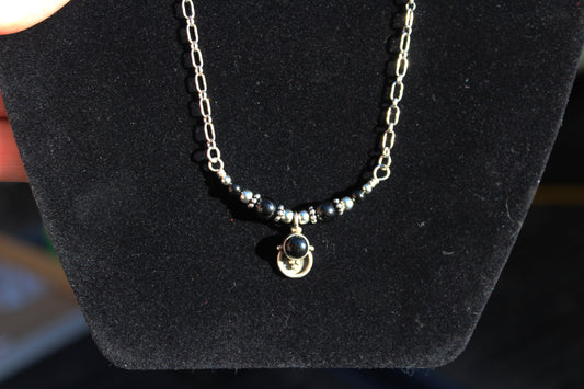 Sterling Silver Black Obsidian Necklace