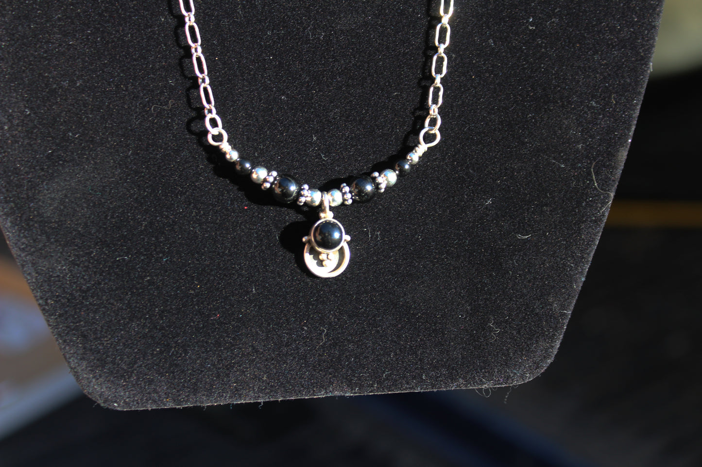 Sterling Silver Black Obsidian Necklace