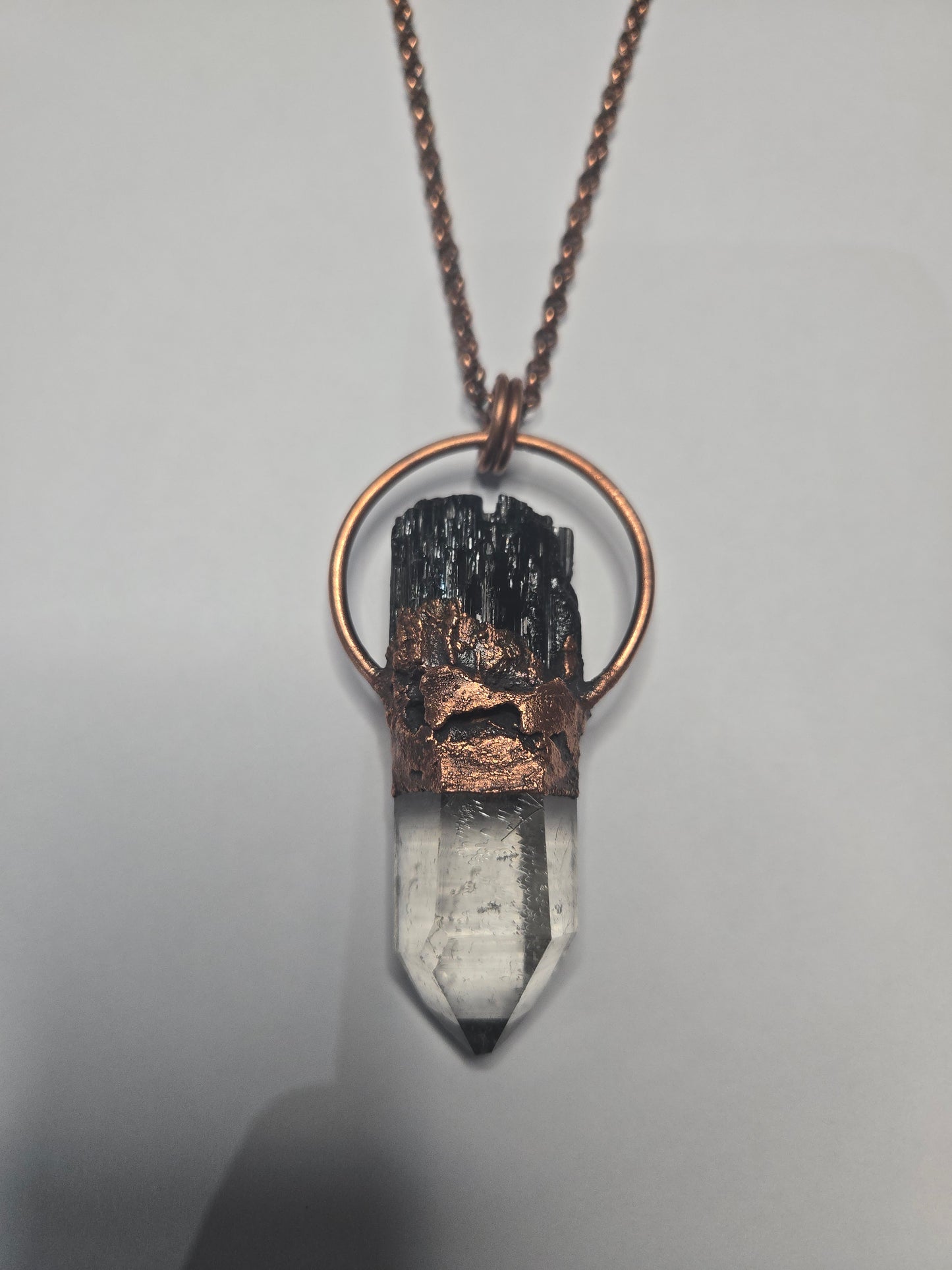 Black Tourmaline and Clear Quartz Necklace