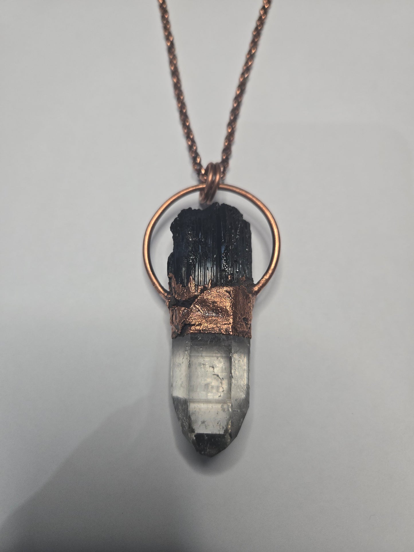 Black Tourmaline and Clear Quartz Necklace
