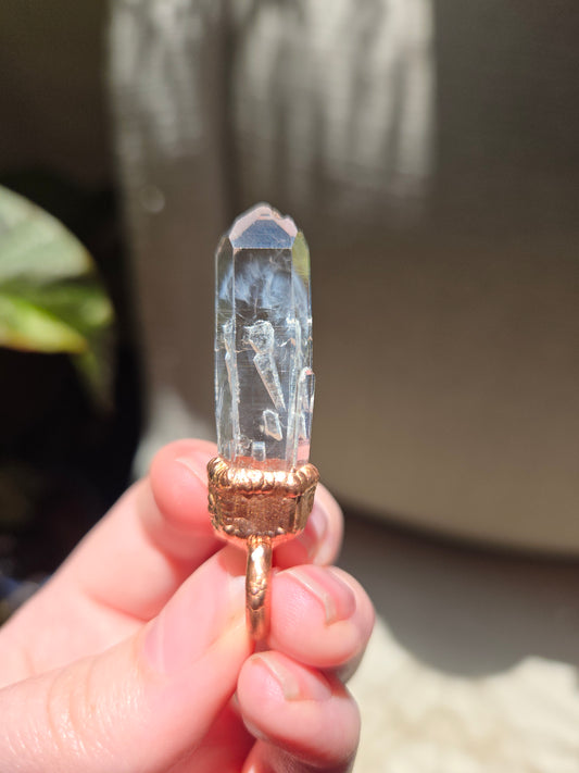 Copper Electroform and Colombian Quartz Pendant