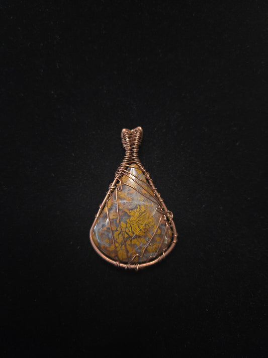 Brecciated Golden Jasper Wire Wrap Pendant